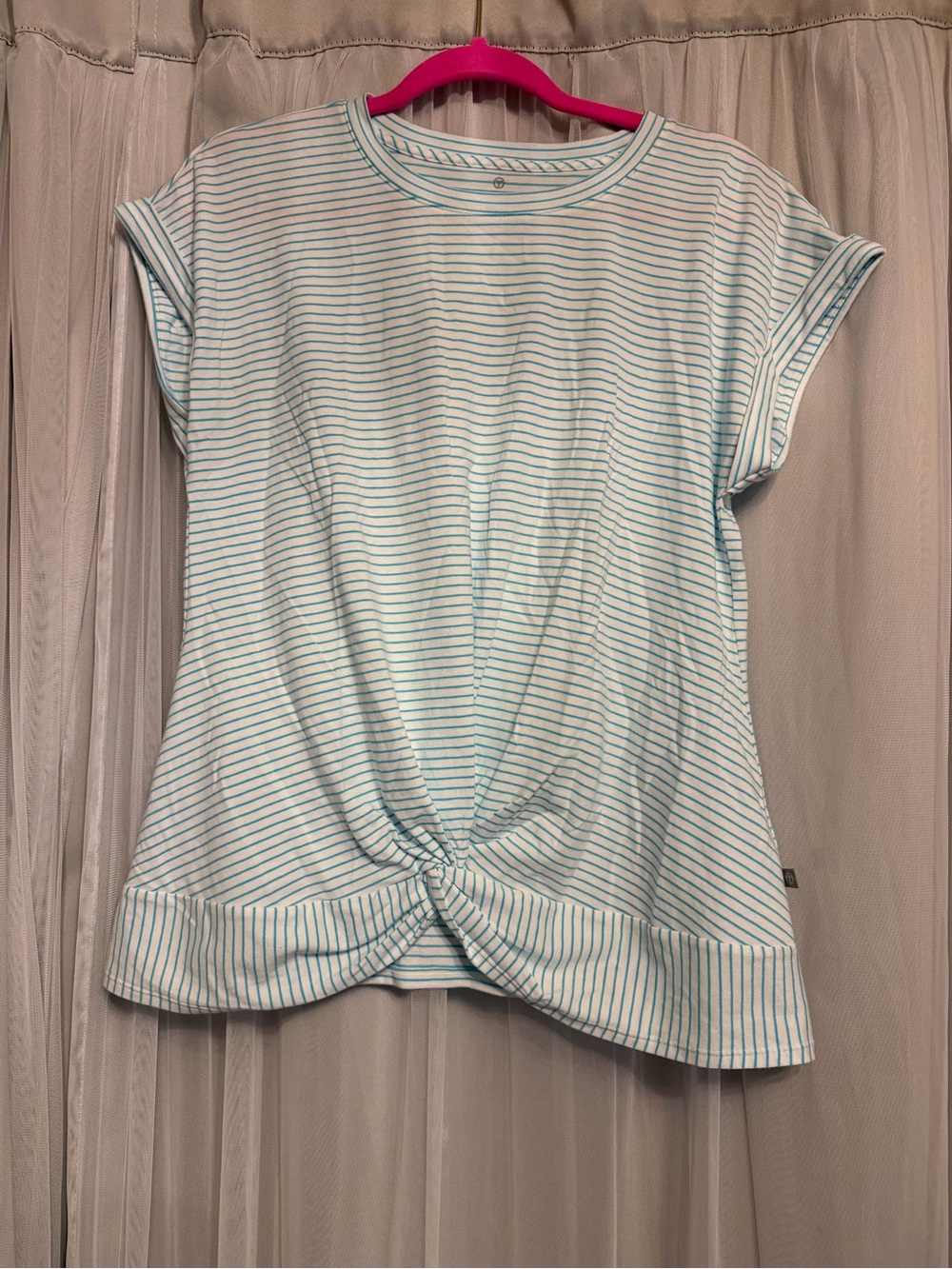 Talbots Light Blue & White Striped Short-Sleeve Twist-Hem Tee